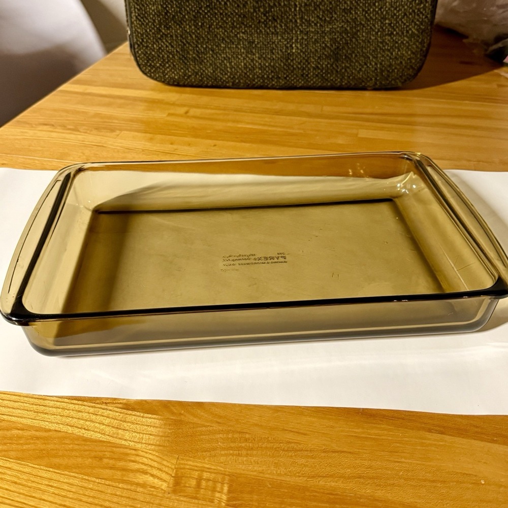 Vtg Pyrex Corning 233 Baking Dish |Amber Brown Glass | 13x9in
